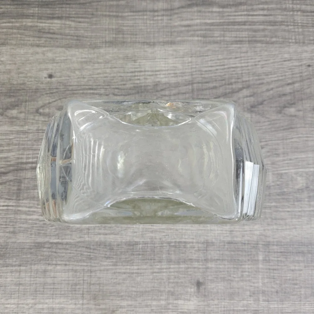 Vintage Clear Glass Decanter with Stopper Diamond Star Cut Pattern Liquor Bottle
